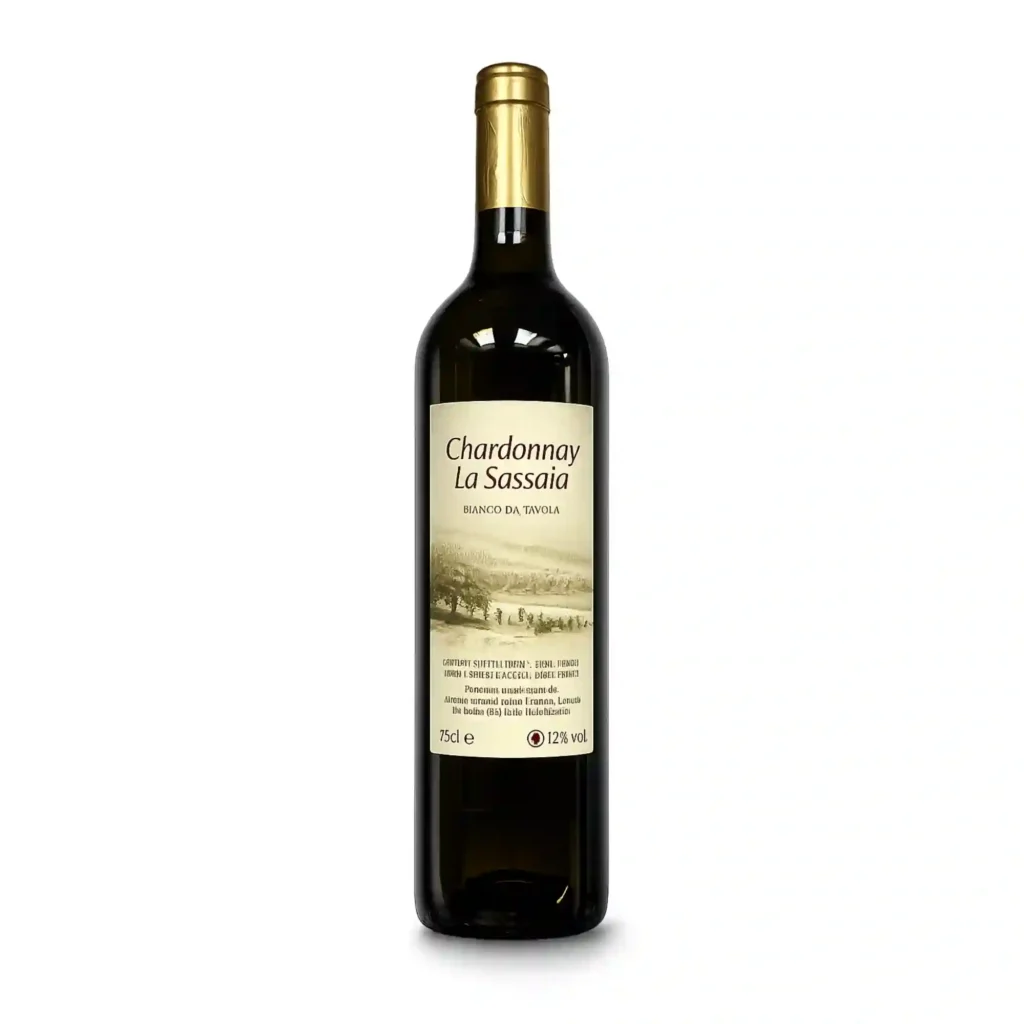 Bottiglia di vino Chardonnay La Sassaia bianco da tavola Azienda Agricola Tonolini
