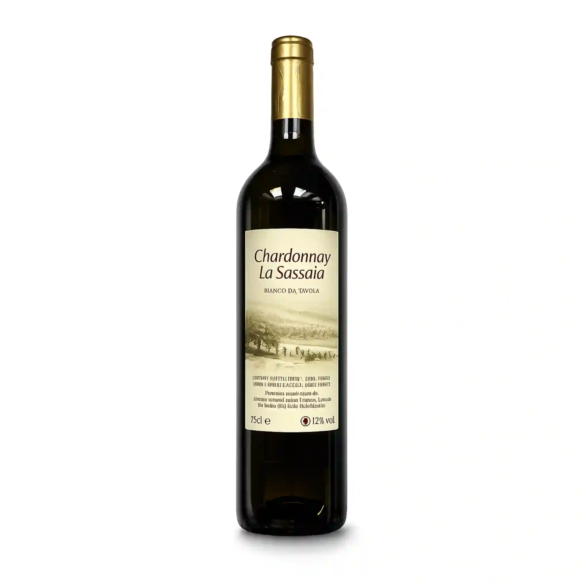 Bottiglia di vino Chardonnay La Sassaia bianco da tavola Azienda Agricola Tonolini